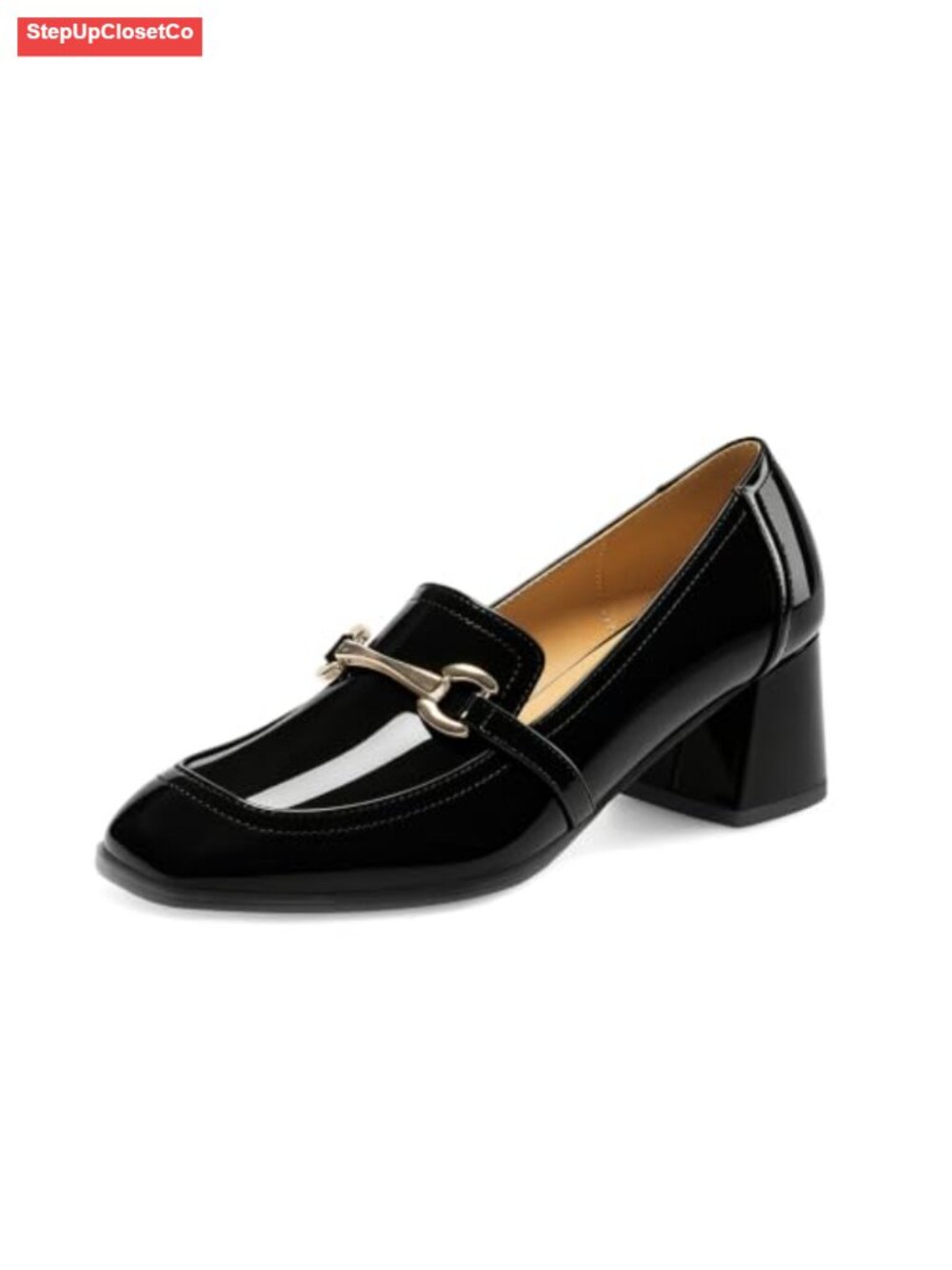 Women's Chunky Block Heel Pumps Low Closed Square Toe Comfortable Slip On